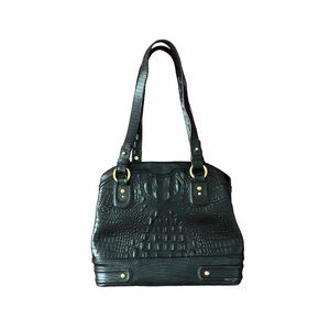 BLACK CROCODILE SKIN BRAHMIN BAG